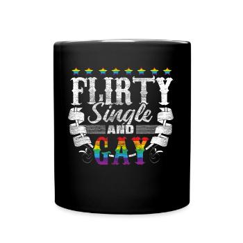 Gay Single LGBT+ Love Gift Idea - Full Colour Mug - black - Front