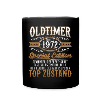 Oldtimer Baujahr Jahrgang 1972 Geburtstag Geschenk - Tasse einfarbig - Schwarz - Vorne