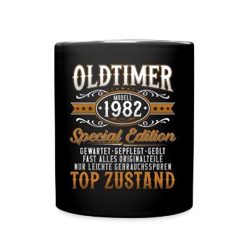 Oldtimer Baujahr Jahrgang 1982 Geburtstag Geschenk - Tasse einfarbig - Schwarz - Vorne