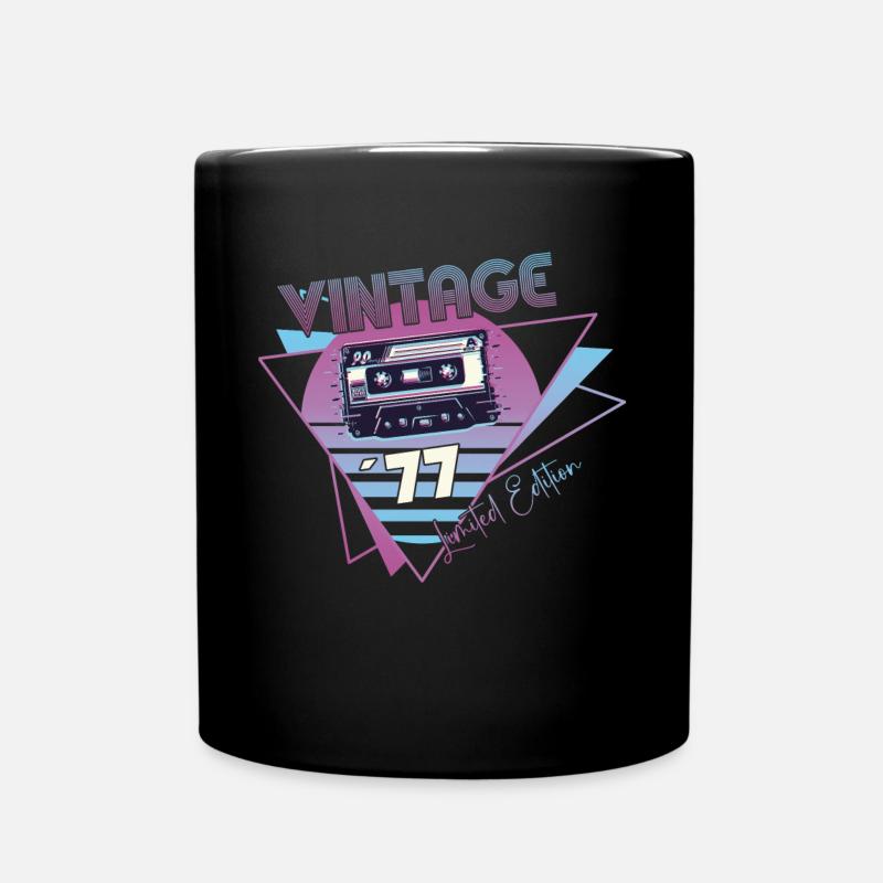 Vintage 1977 Geburtstag Geschenk Retro Kassette - Tasse einfarbig - Schwarz
