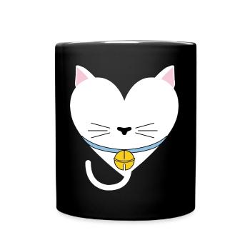 Katzenherz-Design für Katzenfans - Tasse einfarbig - Schwarz - Vorne