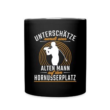 Unterschätze niemals einen alten Mann auf dem - Tasse einfarbig - Schwarz - Vorne