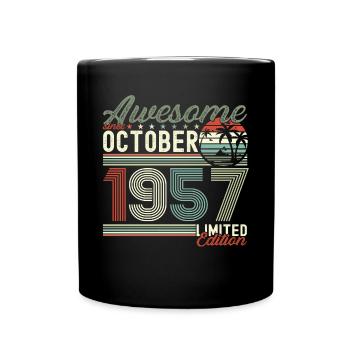 Awesome Oktober 1957 65. Geburtstag Geschenk - Tasse einfarbig - Schwarz - Vorne