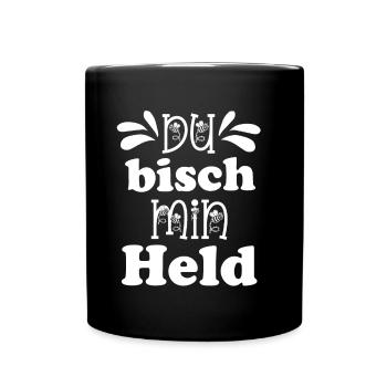 Du bisch min Held Patenonkel fragen Schweiz - Tasse einfarbig - Schwarz - Vorne
