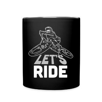 Lass uns Mountainbike fahren MTB Downhill - Tasse einfarbig - Schwarz - Vorne