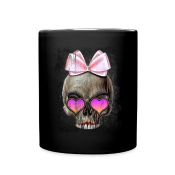 Funny Love skull - Tasse einfarbig - Schwarz - Vorne