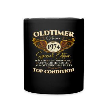 Oldtimer October 1974 48th birthday gift - Full Colour Mug - black - Front