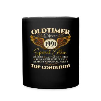 Oldtimer Oktober 1991 31. Geburtstag Geschenk - Tasse einfarbig - Schwarz - Vorne