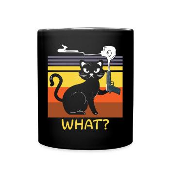 Halloween Katze Hexe - Tasse einfarbig - Schwarz - Vorne