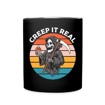 Halloween Skeleton with Scythe - Full Colour Mug - black - Front