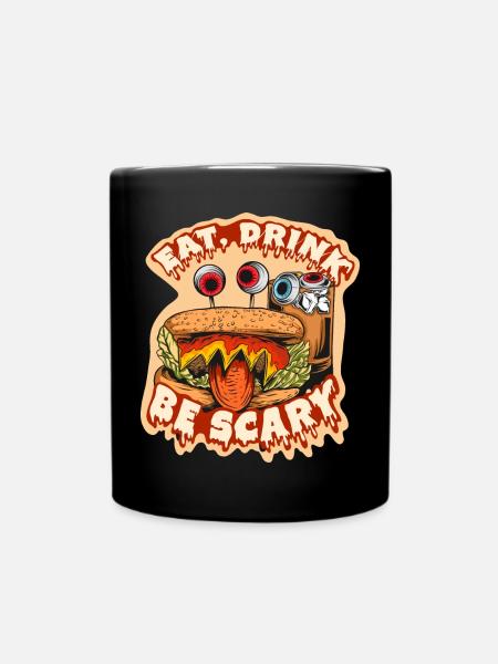Halloween Kürbis Horror - Tasse einfarbig - Schwarz