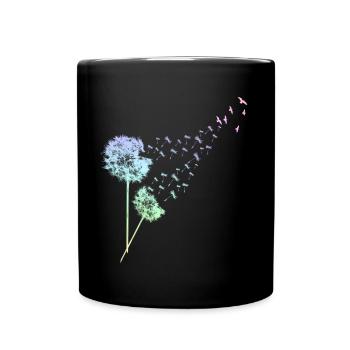 Pusteblume Design Bunt Dandelion Muster Blumen - Tasse einfarbig - Schwarz - Vorne