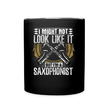 Saxophon Instrument Konzert Geschenk - Tasse einfarbig - Schwarz - Vorne