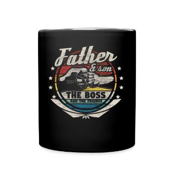 Vater und Sohn Eltern Dad Geschenkidee - Tasse einfarbig - Schwarz - Vorne