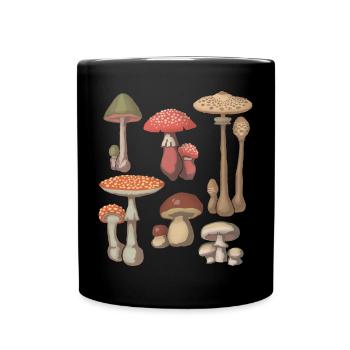 Mushroom Mycology Fungi Foraging Mushroom Lover - Full Colour Mug - black - Front