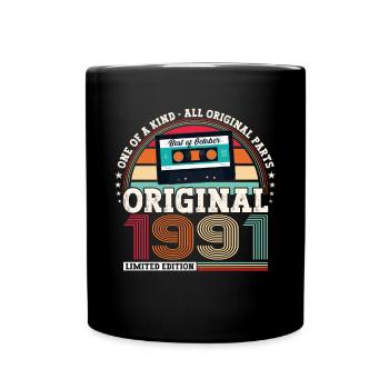 Oktober Jahrgang 1991 31. Geburtstag Geschenk Tape - Tasse einfarbig - Schwarz - Vorne