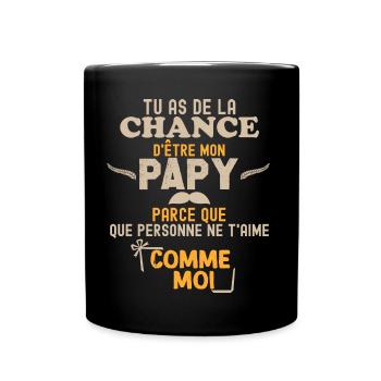 Papy chance Cadeau Grand Père - Mug uni - noir - Devant