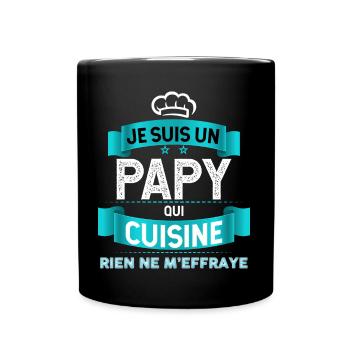 Mon Papy Aime La Cuisine Idée Cadeau Grand-Père - Mug uni - noir - Devant