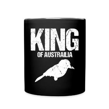 Kookaburra Design und Lachender Vogel - Tasse einfarbig - Schwarz - Vorne