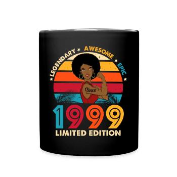 Geburtstag 1999 Afro Woman Limited Edition - Tasse einfarbig - Schwarz - Vorne
