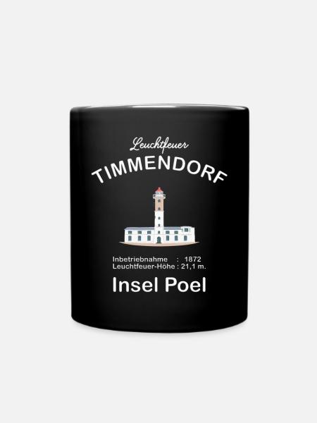 Leuchtfeuer Timmendorf, Insel Poel, Ostsee - Tasse einfarbig - Schwarz