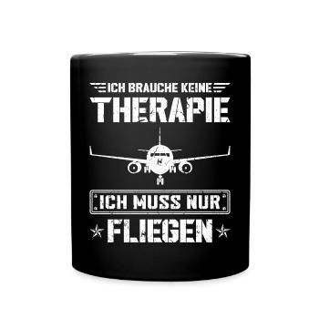Piloten Flieger Flugzeug Pilot - Tasse einfarbig - Schwarz - Vorne