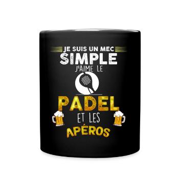 Padel les aperos Humour Cadeau Homme - Mug uni - noir - Devant