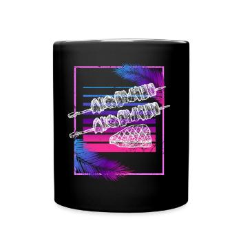 Vaporwave Barbecue Retro BBQ Lover Kebab Skewer Gr - Full Colour Mug - black - Front