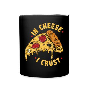 Käse Kruste Lustige Pizza - Tasse einfarbig - Schwarz - Vorne