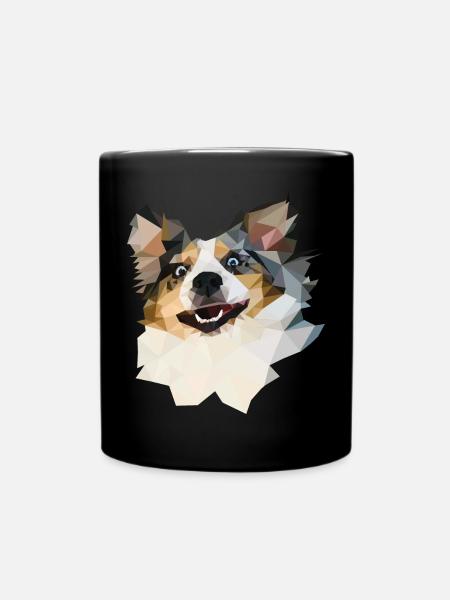 Australian Shepherd, Blue Merle, Polygon Style - Tasse einfarbig - Schwarz