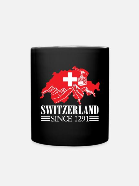 Schweiz Karte seit 1291 Schweizer Flagge - Schweizer Fans - Tasse einfarbig - Schwarz