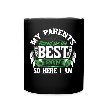 Bester Sohn Mutter Geschenk - Tasse einfarbig - Schwarz - Vorne