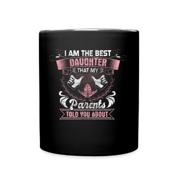 Tochter Vater Geschenkidee - Tasse einfarbig - Schwarz - Vorne