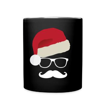 Père Noël, lunettes de soleil, moustache | Noël - Mug uni - noir - Devant
