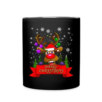 Christmas gift idea reindeer! Merry Christmas - Full Colour Mug - black - Front