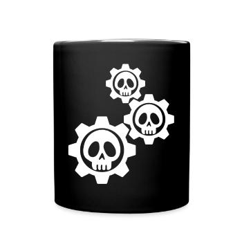 White skulls and gears - Full Colour Mug - black - Front