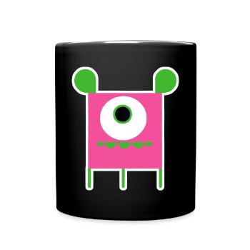 Pink Cyclops Monster | Witziger Quadratischer Alien - Tasse einfarbig - Schwarz - Vorne