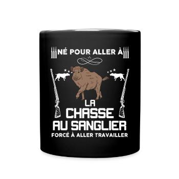 Né la chasse au sanglier Cadeau Homme Papa - Mug uni - noir - Devant