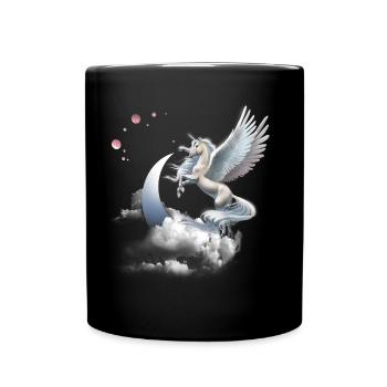 Einhorn Geschenk- Einhorn Tshirt - Tasse einfarbig - Schwarz - Vorne