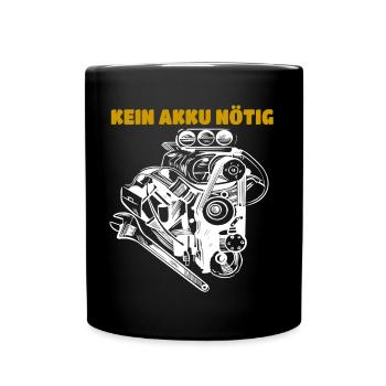 Kein Akku nötig Anti Elektroauto gegen Auto Motor - Tasse einfarbig - Schwarz - Vorne