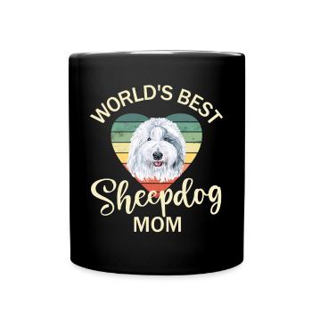 Old English Shepherd Bobtail Dog - Full Colour Mug - black - Front