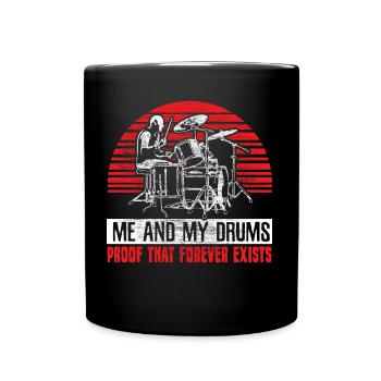 Schlagzeug Drummer Trommler - Tasse einfarbig - Schwarz - Vorne