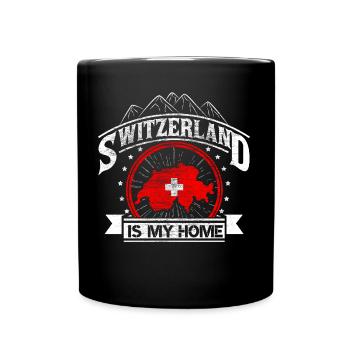 Schweiz Alpen Stolz - Tasse einfarbig - Schwarz - Vorne