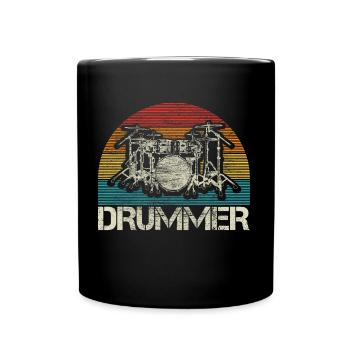 Schlagzeug Trommler Geschenk - Tasse einfarbig - Schwarz - Vorne