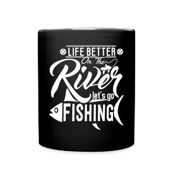 fishing, fisherman, fishing rod - Full Colour Mug - black - Front