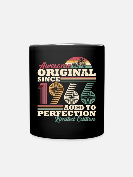 1966 vintage vintage retro birthday gift - Full Colour Mug - black