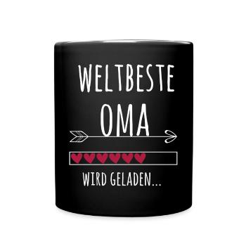 Weltbeste Oma Ankündigung Schwangerschaft Geschenk - Tasse einfarbig - Schwarz - Vorne