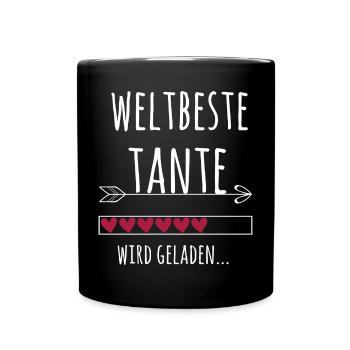 Weltbeste Tante Ankündigung Schwangerschaft - Tasse einfarbig - Schwarz - Vorne