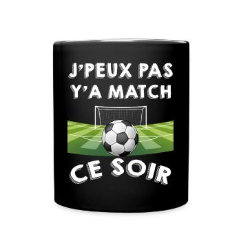Foot je peux pas y'a match ce soir Cadeau Famille - Mug uni - noir - Devant