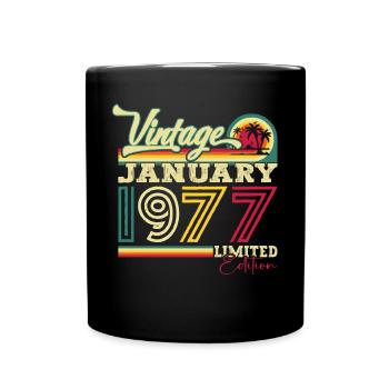 Born 1977 January 46th birthday Gift man - Full Colour Mug - black - Front